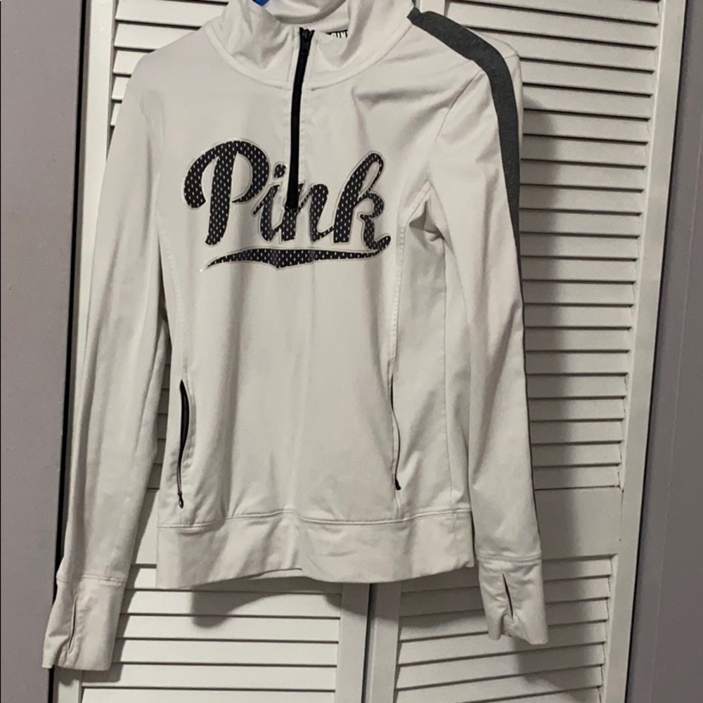 dri fit pink sweater in white